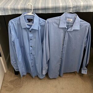 LOT  CALVIN KLEIN APT. 9 MENS SLIM FIT 17 1/2 (34/35) Blue Shirt Dress Shirts